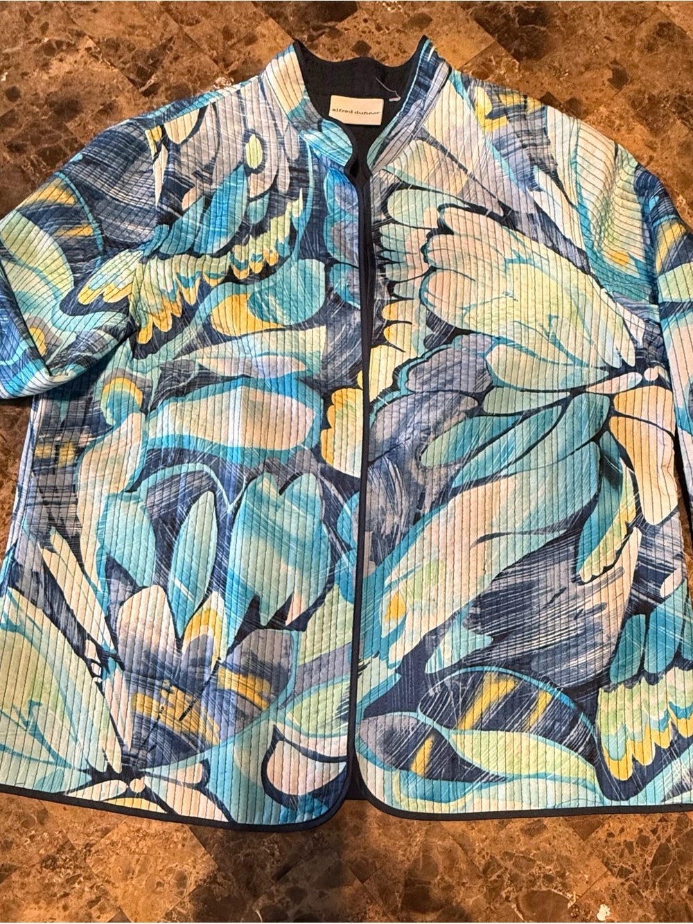 Alfred Dunner Navy and Aqua Quilted Jacket